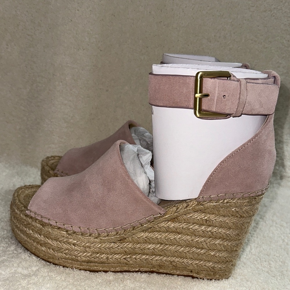 Marc Fisher Blush Suede Espadrille Sandals 8.5